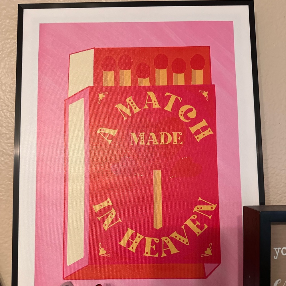 New orange & pink framed art 12X16